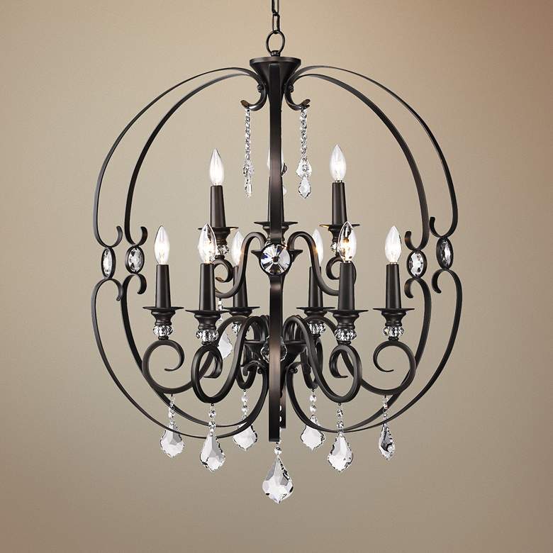 Image 1 Ella 30 inch Wide Etruscan Bronze 9-Light Large Chandelier