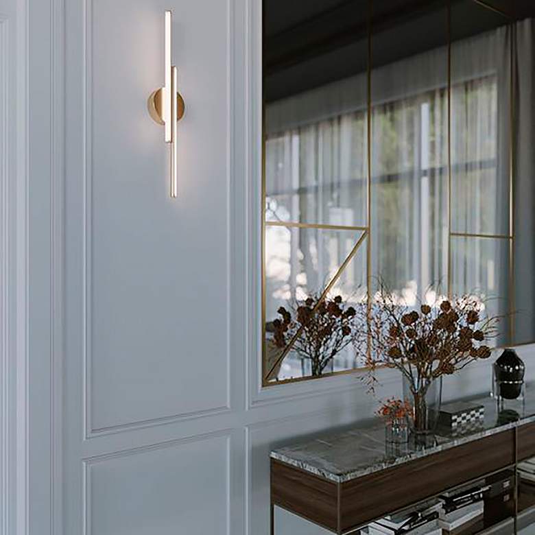 Image 5 Ella 30" Wide Satin Brass 2-Light LED Bath Light more views