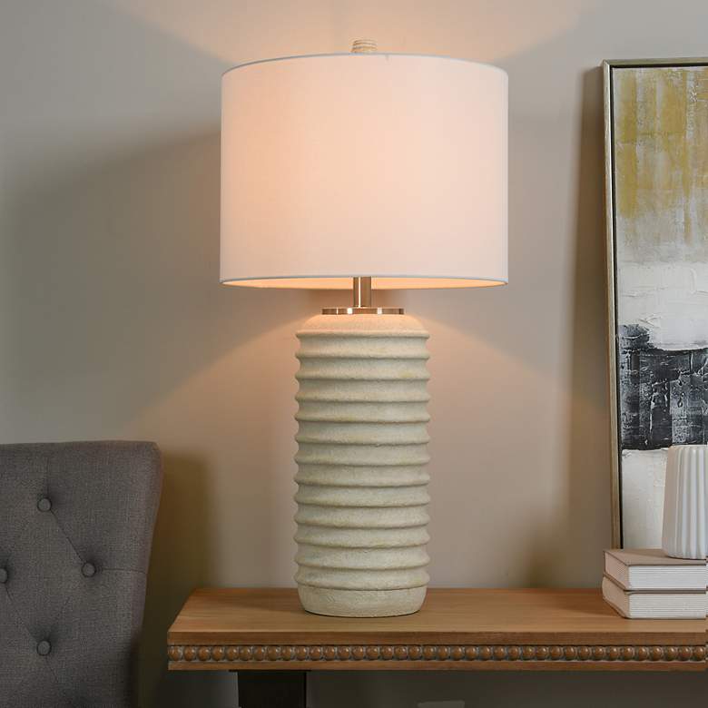 Image 1 Ella 32" High Brie Transitional Table Lamp With Off-White Shade
