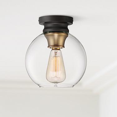 Ella 8 1/4" Wide Vintage Bronze Clear Glass Globe Ceiling Light