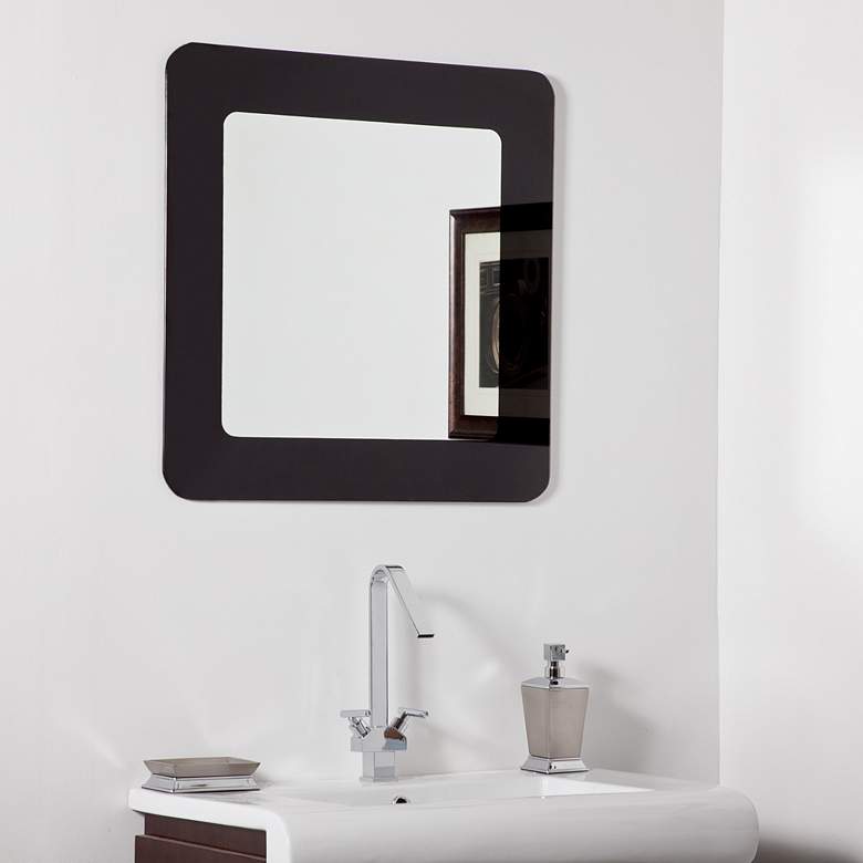 Image 1 Ella Black 27 1/2 inch Square Bathroom Wall Mirror