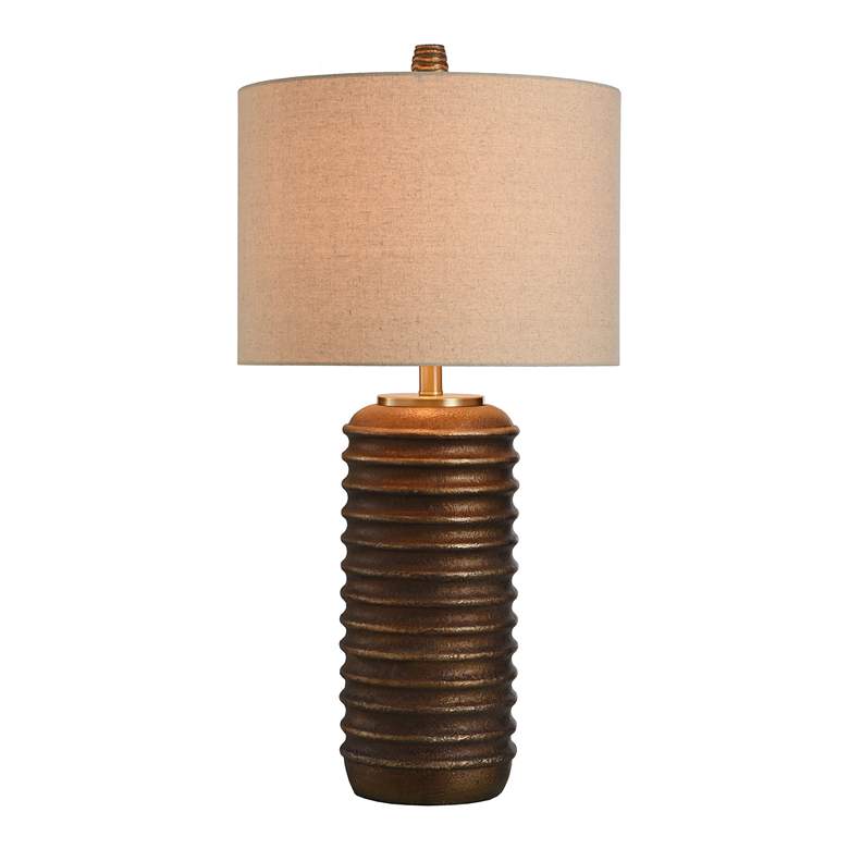 Image 3 Ella Bronze Oak Cylinder Table Lamp more views