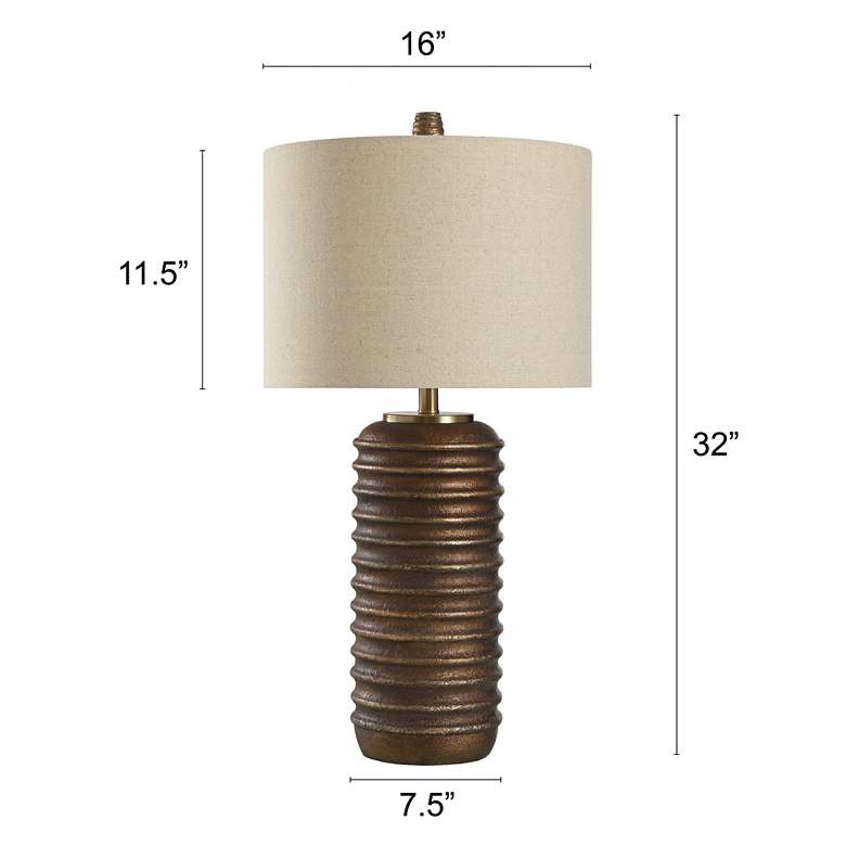 Image 7 Ella Bronze Oak Cylinder Table Lamp more views