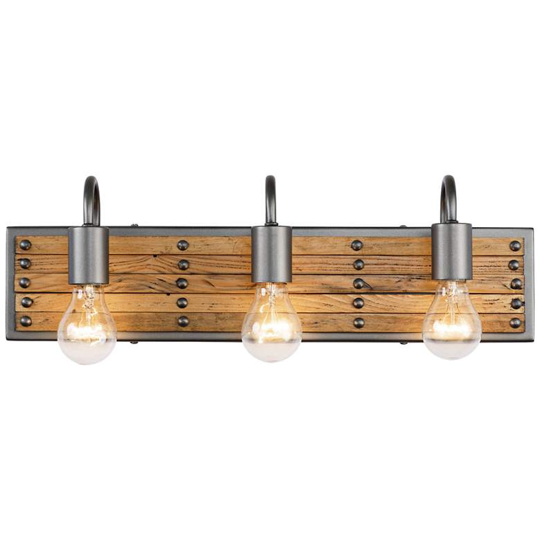 Image 1 Ella Jane 21" Wide New Bronze and Honey Wood 3-Light Bath Light