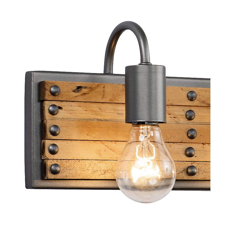 Image 2 Ella Jane 28" Wide New Bronze and Honey Wood 4-Light Bath Light more views