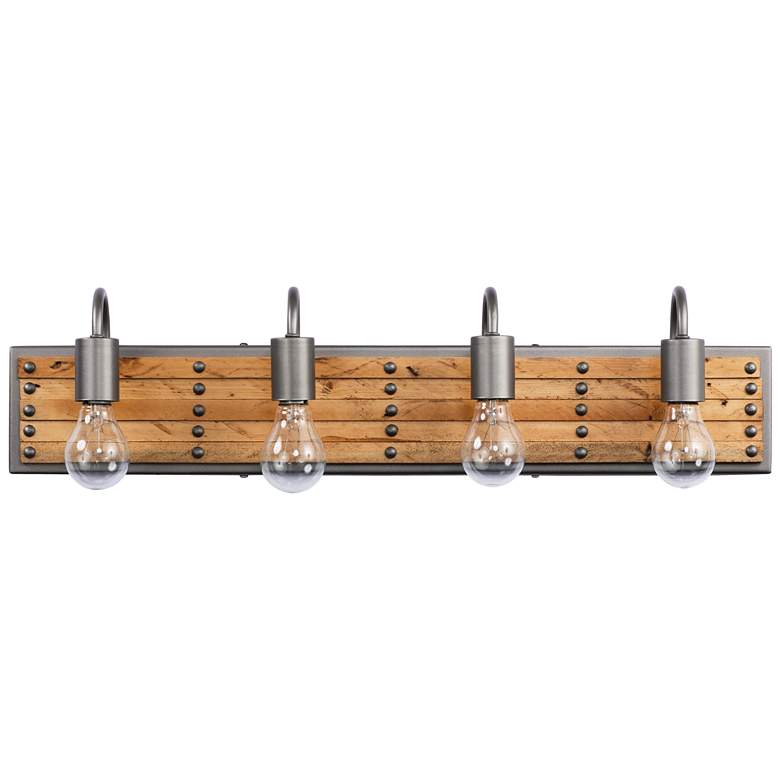 Image 4 Ella Jane 28" Wide New Bronze and Honey Wood 4-Light Bath Light more views