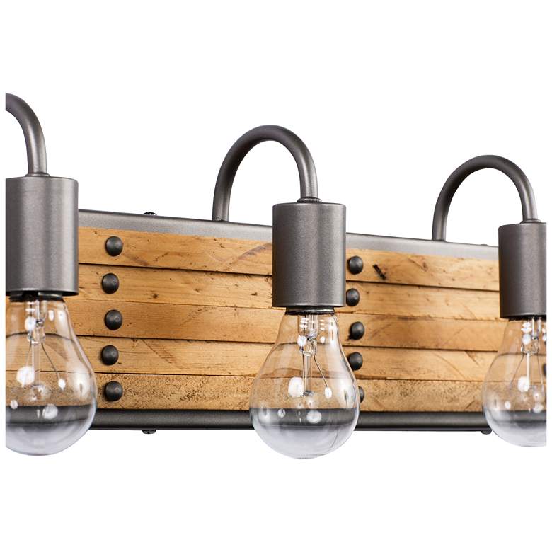 Image 5 Ella Jane 28" Wide New Bronze and Honey Wood 4-Light Bath Light more views
