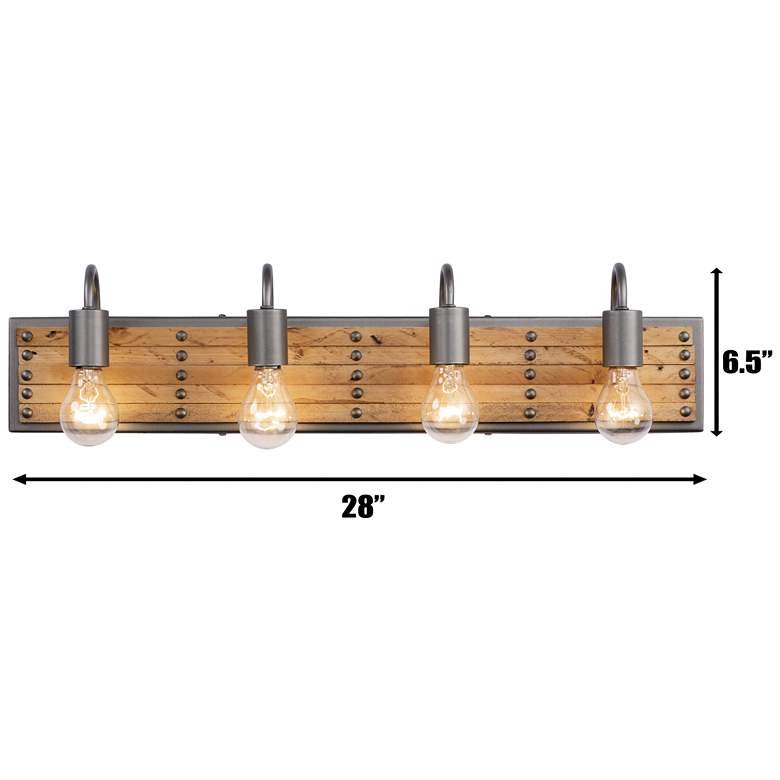 Image 6 Ella Jane 28" Wide New Bronze and Honey Wood 4-Light Bath Light more views