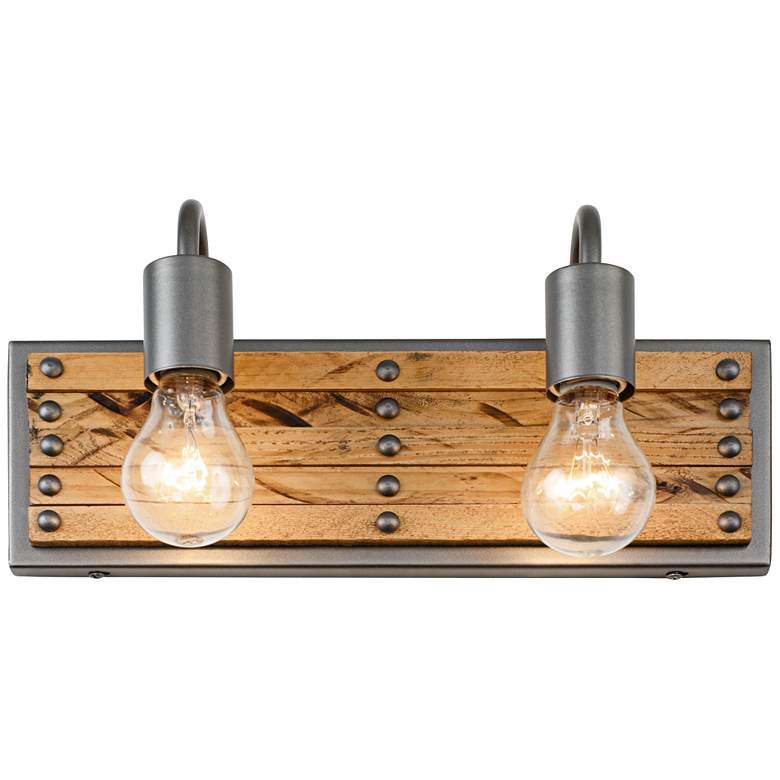 Image 1 Ella Jane 6 1/2" High New Bronze and Wood 2-Light Wall Sconce
