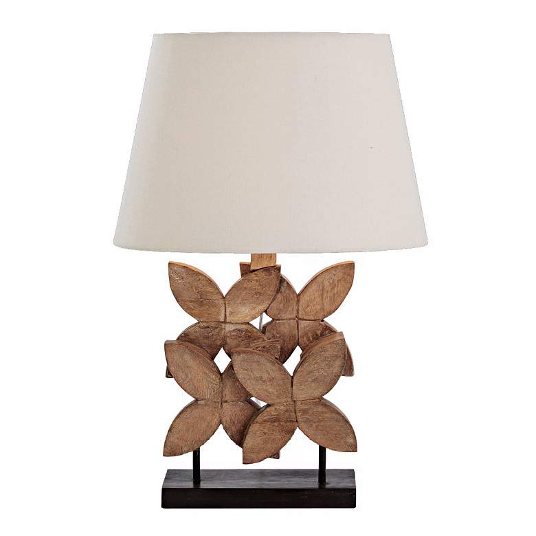 Image 1 Ella Natural Wax Carved Wood Table Lamp