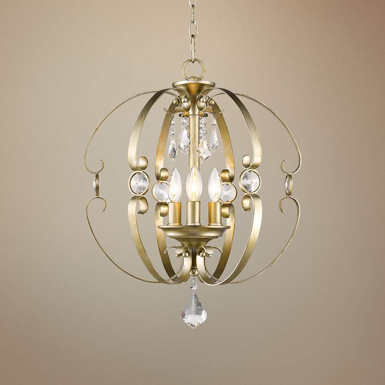 Image 1 Ella WG 18"W White Gold Open Sphere Foyer Pendant