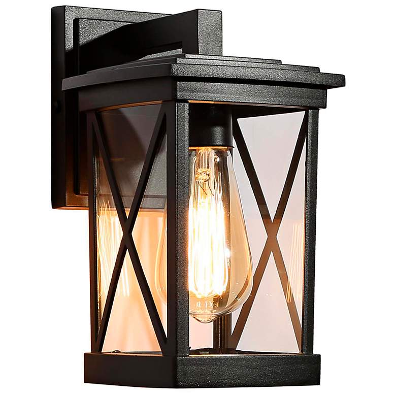 Image 1 Ellaetria 10 1/4" High Textured Black Outdoor Wall Light