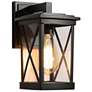 1_Ellaetria 10 1/4" High Textured Black Outdoor Wall Light