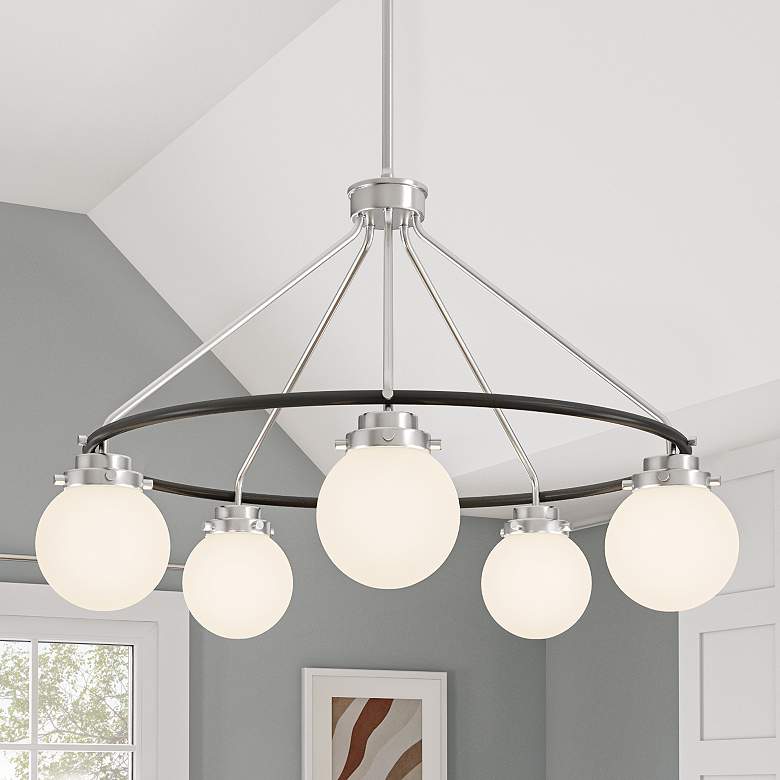 Image 1 Elle 28" Wide Polished Nickel 5 Light Chandelier