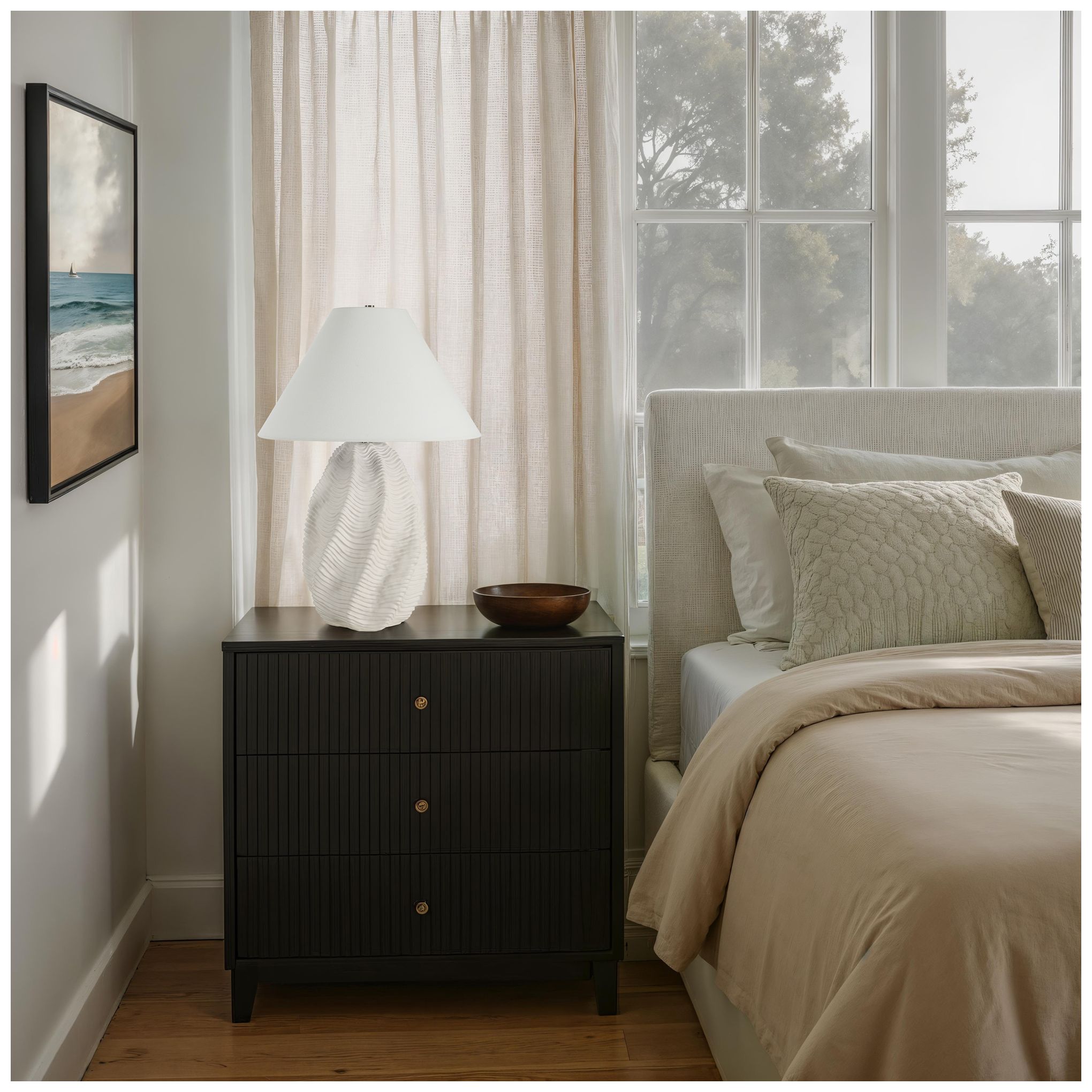 Image 2 Elle 29.5" Tall Matte Dark Bronze Resin Table Lamp with Tapered Linen Shade more views