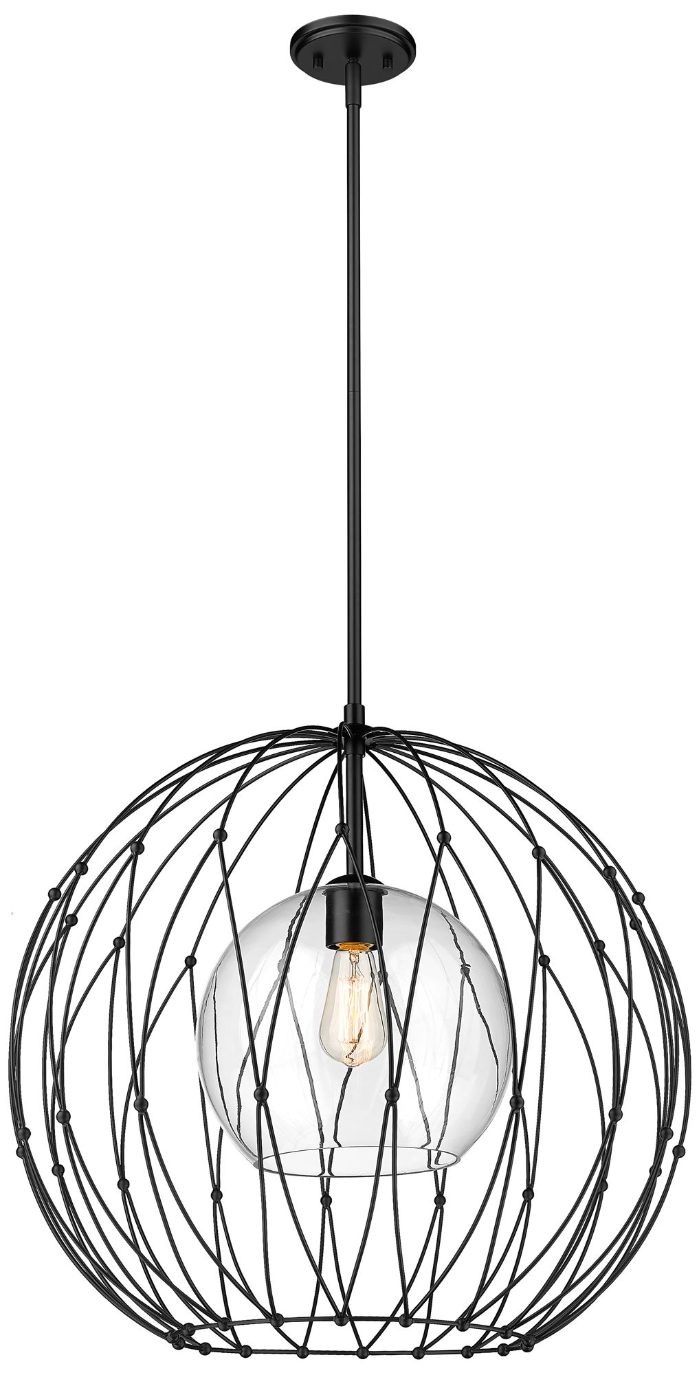 Elle by Z-Lite Matte Black 24 inch 1 Light Pendant