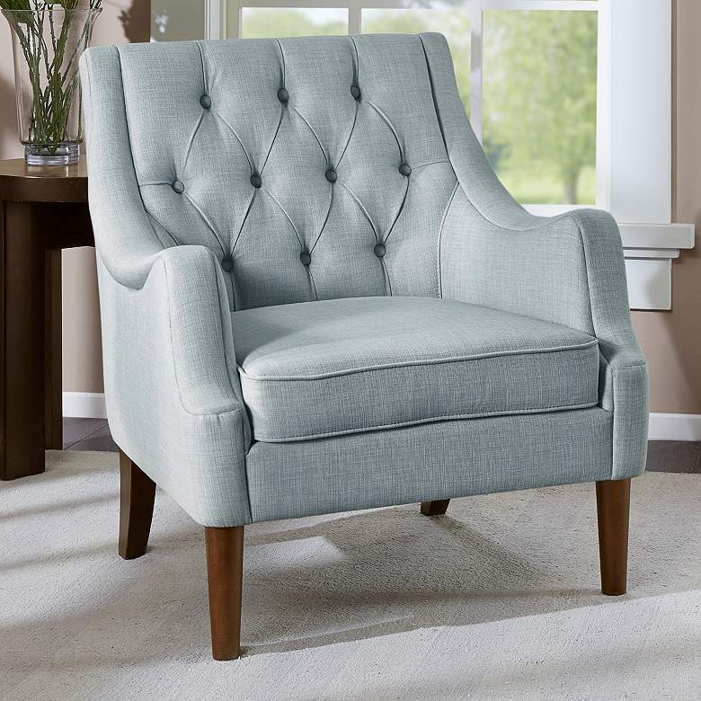 Image 1 Elle Dusty Blue Tufted Fabric Accent Chair