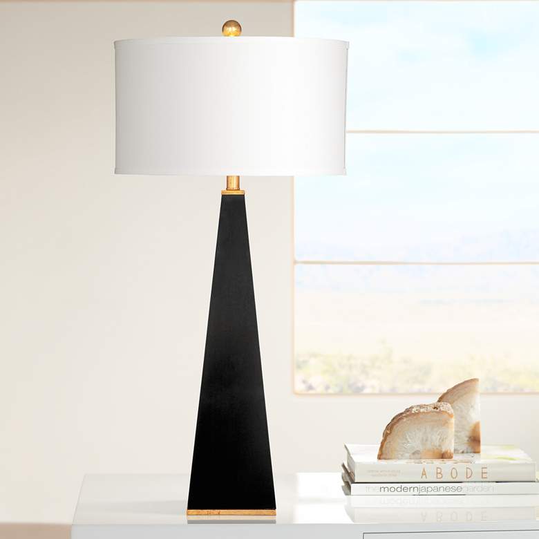 Image 1 Elle Glossy Black Triangular LED Table Lamp