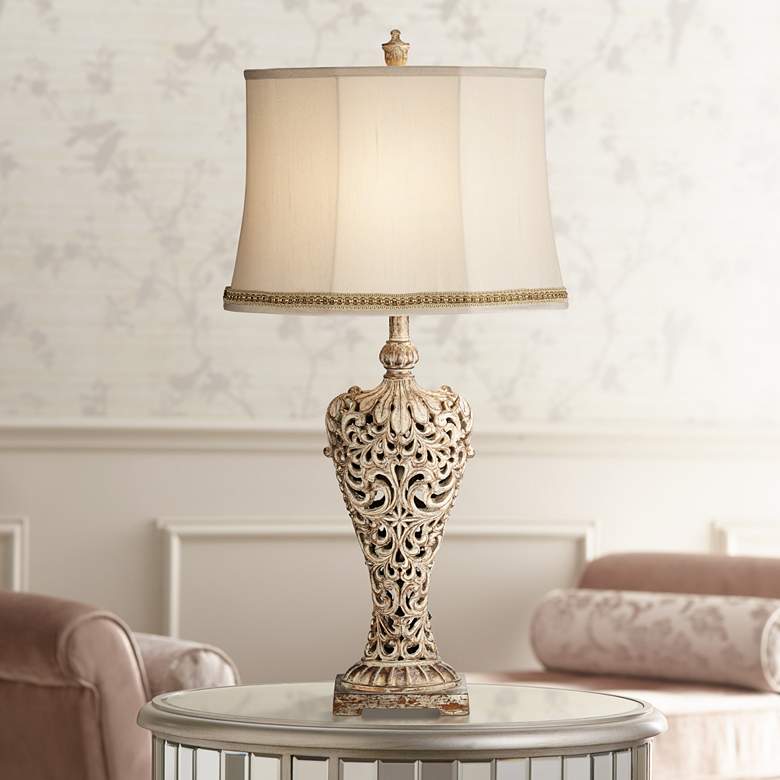 Image 1 Elle Gold Table Lamp with Handcrafted Braid Trim Shade