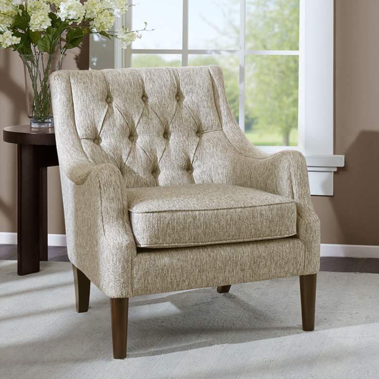 Image 1 Elle Gray Diamond-Tufted Accent Chair