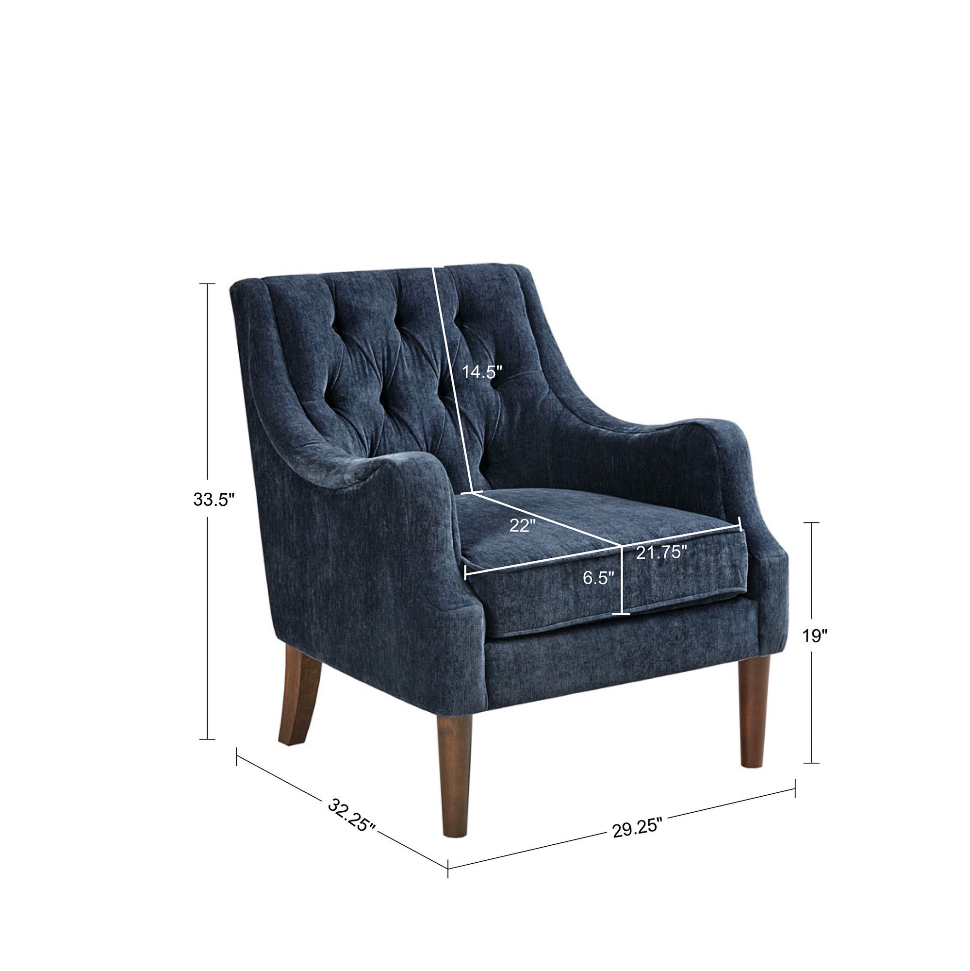 Elle Navy Tufted Fabric Accent Chair