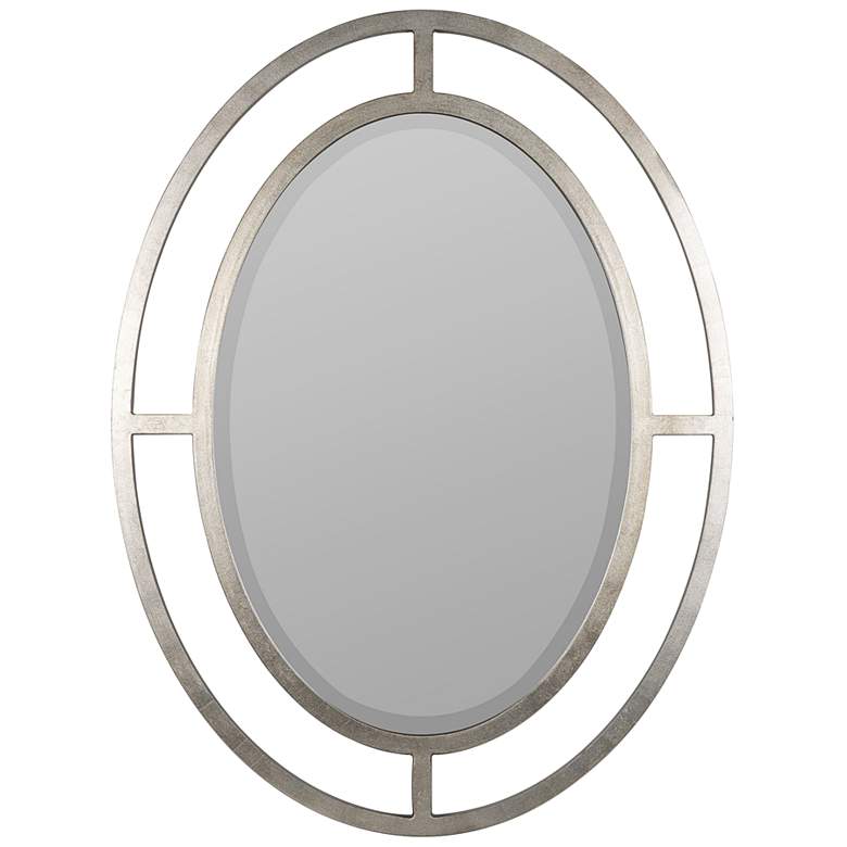 Image 2 Elle Silver Leaf Metal 30 1/2" x 40 1/2" Oval Wall Mirror