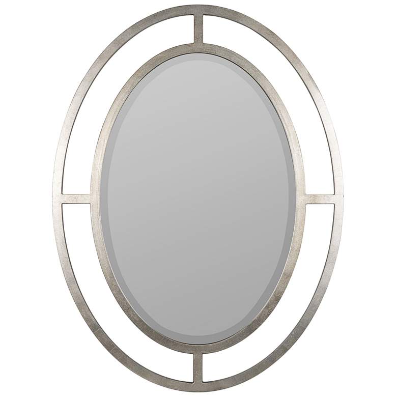 Image 2 Elle Silver Leaf Metal 30 1/2 inch x 40 1/2 inch Oval Wall Mirror