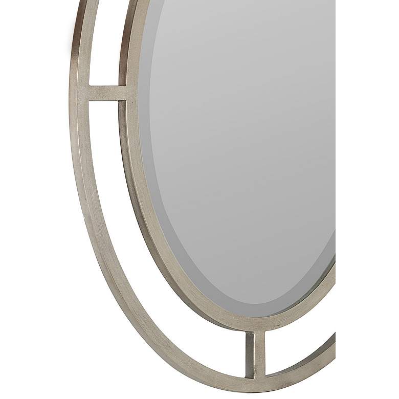 Image 4 Elle Silver Leaf Metal 30 1/2" x 40 1/2" Oval Wall Mirror more views