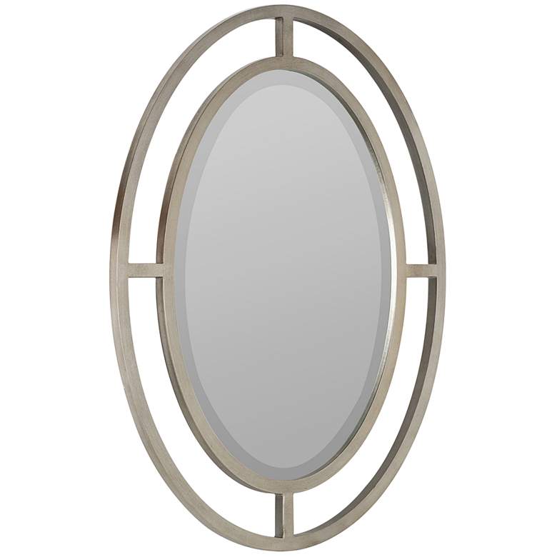 Image 5 Elle Silver Leaf Metal 30 1/2" x 40 1/2" Oval Wall Mirror more views