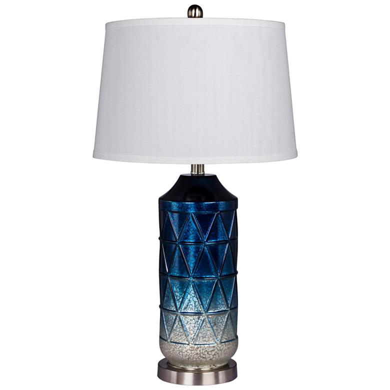 Image 1 Ellemonde White Mercury Glass and Blue Column Table Lamp