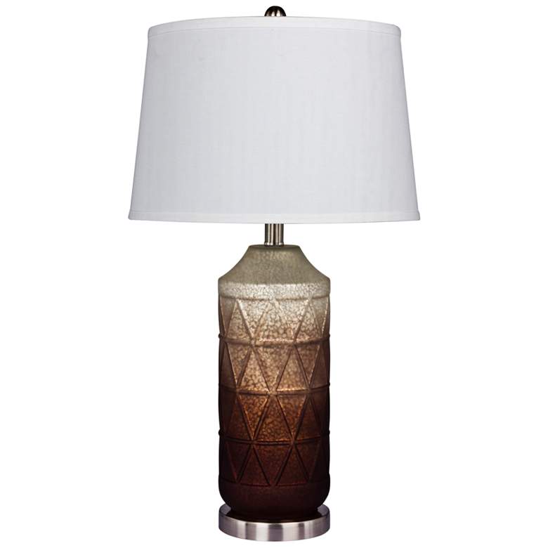 Image 1 Ellemonde White Mercury Glass and Brown Column Table Lamp
