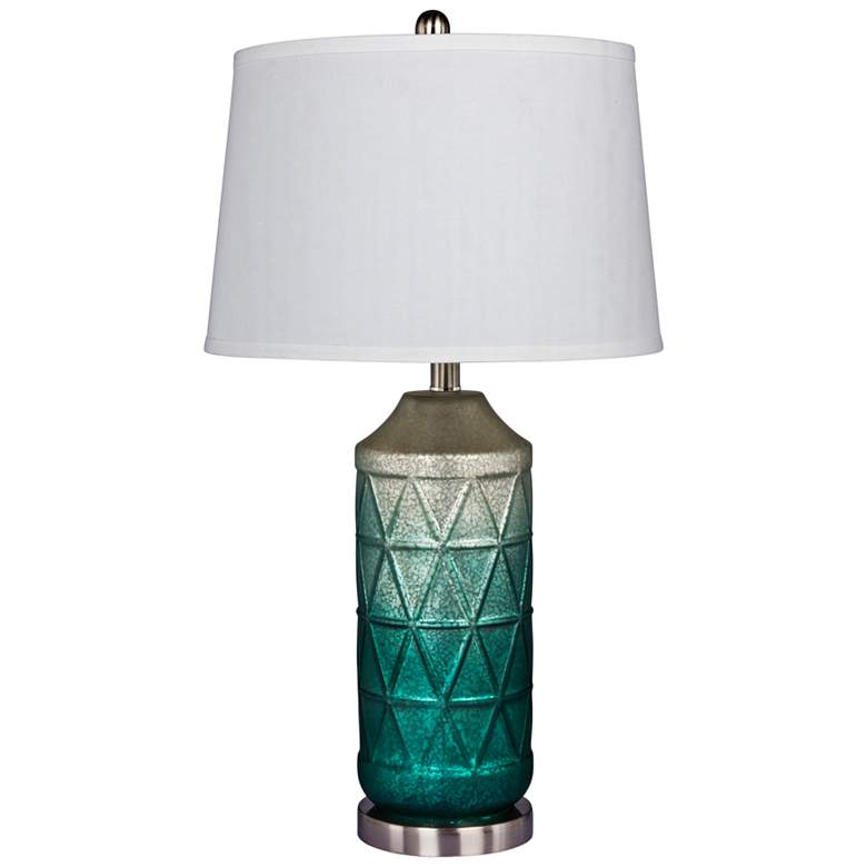 Image 1 Ellemonde White Mercury Glass and Green Column Table Lamp