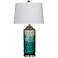 Ellemonde White Mercury Glass and Green Column Table Lamp