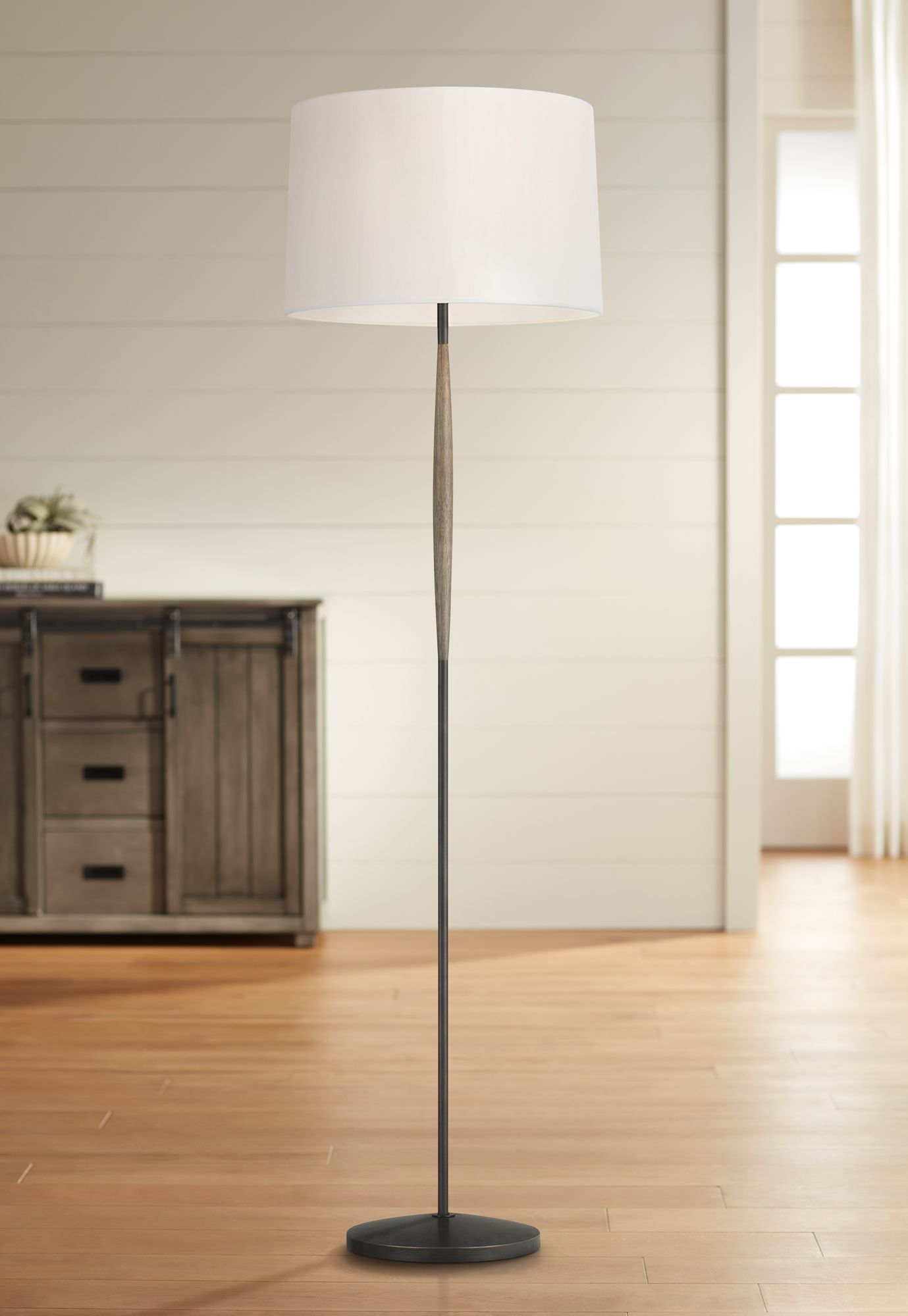 wood effect floor lamp