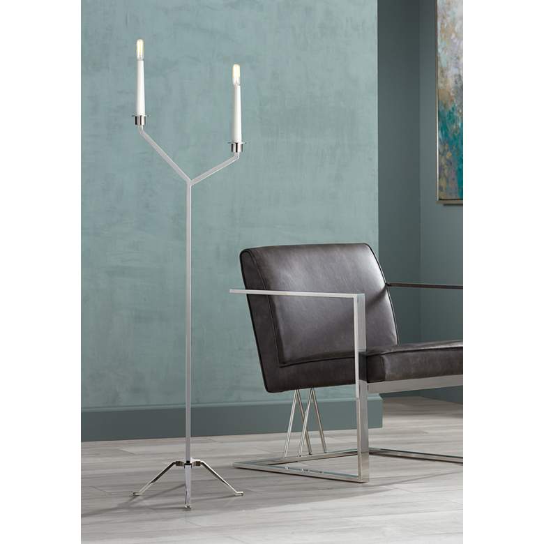 Image 1 Ellen DeGeneres Hopton Polished Nickel 2-Light LED Floor Lamp