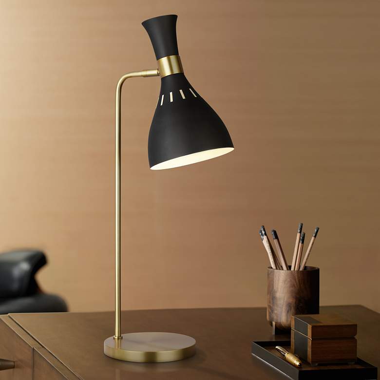 Image 1 Ellen DeGeneres Joan Midnight Black and Burnished Brass LED Desk Lamp
