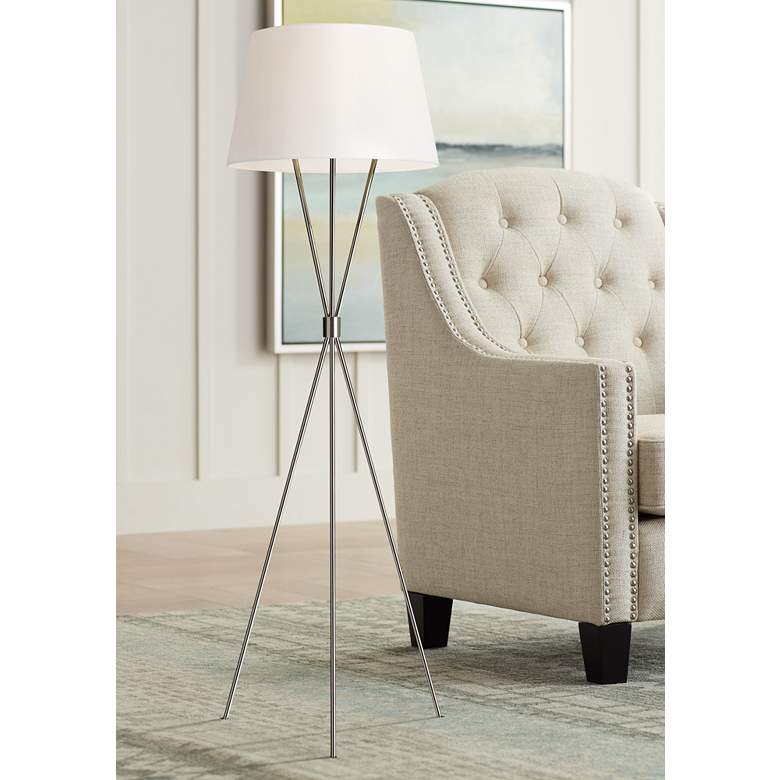 Image 1 Ellen DeGeneres Penny Polished Nickel LED Tripod Floor Lamp