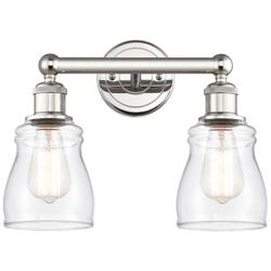 Ellery 13.75&quot;W 2 Light Polished Nickel Bath Vanity Light With Clear Sh