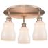Ellery 16.5" Wide 3 Light Antique Copper Flush Mount With White Glass 