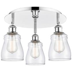 Ellery 16.5&quot;W 3 Light Polished Chrome Flush Mount With Clear Glass Sha