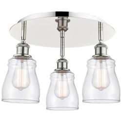 Ellery 16.5&quot;W 3 Light Polished Nickel Flush Mount With Clear Glass Sha