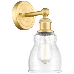 Ellery 2.6&quot; High Satin Gold Sconce With Seedy Shade
