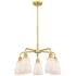 Ellery 22.75" Wide 5 Light Satin Gold Stem Hung Chandelier With White 