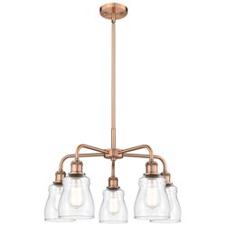 Ellery 22.75&quot;W 5 Light Antique Copper Stem Hung Chandelier With Clear