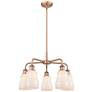 Ellery 22.75"W 5 Light Antique Copper Stem Hung Chandelier With White 