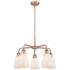 Ellery 22.75"W 5 Light Antique Copper Stem Hung Chandelier With White 