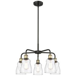 Ellery 22.75&quot;W 5 Light Black Brass Stem Hung Chandelier With Clear Sha