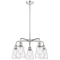 Ellery 22.75&quot;W 5 Light Polished Chrome Stem Hung Chandelier w/ Clear S