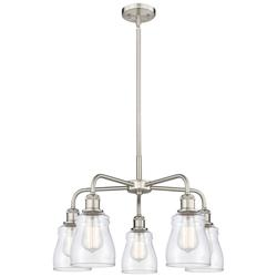 Ellery 22.75&quot;W 5 Light Satin Nickel Stem Hung Chandelier With Clear Sh