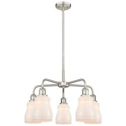 Ellery 22.75&quot;W 5 Light Satin Nickel Stem Hung Chandelier With White Sh